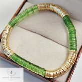 Green Bead Bracelet, Bead Stack Bracelet, Layered Stack, Stackable Bracelet, Women’s Bracelet, Green and Gold Bracelet, Friendship Day Gift
